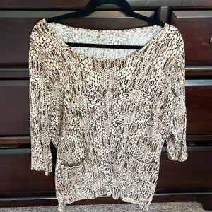 Animal Print Black/Tan Cotton Tunic. 1x
